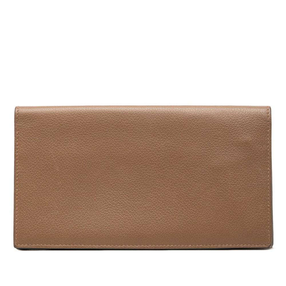 Hermes Citizen Twill Long Wallet, Brown, Veau Swift Leather, Women's